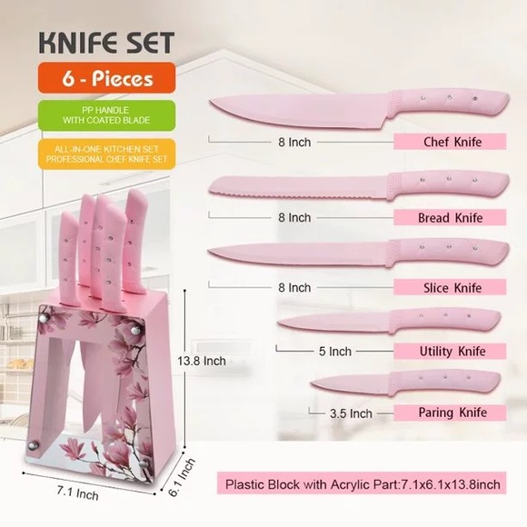 Pink & Glam Diamond 6 Piece Knife Set - Picture 2 of 3